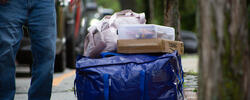 Student's boxes and bags moving into campus