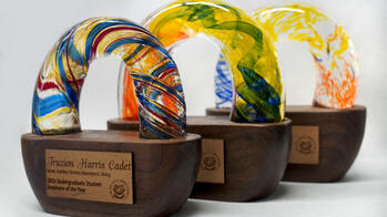 2026 Student Employee of the Year Ceremony trophies