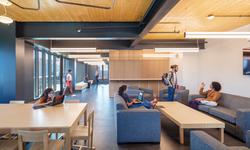 View of students in the North Hall lounge area