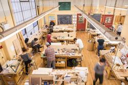 RISD students working in the Metcalf Building Furniture studios