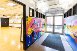 entrance to fitness center and yoga dance studio