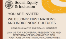 Red, orange, and tan graphic that reads "you're invited"