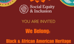 Maroon graphic with We Belong on it