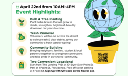 graphic with cartoon earth and event details