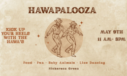 Cowboys dancing with Hawapalooza in old western font