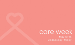 Care week heart on pink background