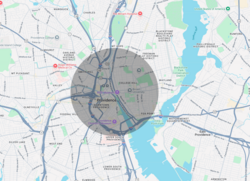 map of mile radius around RISD