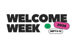 welcome week white background black text