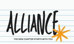 Alliance in text over lined paper image
