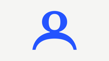 simple blue lines representing a person's head and shoulders, against a white background