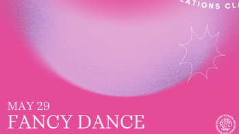 fancy dance in white over pink background