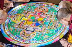 tibetian monks making a sand mandala 