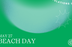 Beach Day in white text on green background