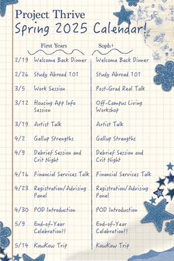 Calendar of Project Thrive Spring events