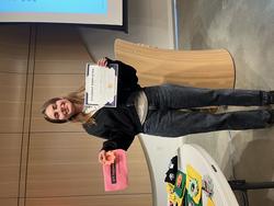 Student employee of the year nominee Natalie Moreno accepts their award.